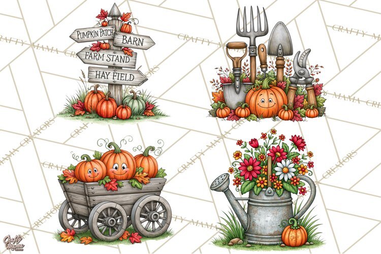 Halloween Farmhouse Buildings Clipart, Halloween Farmhouse example image 1