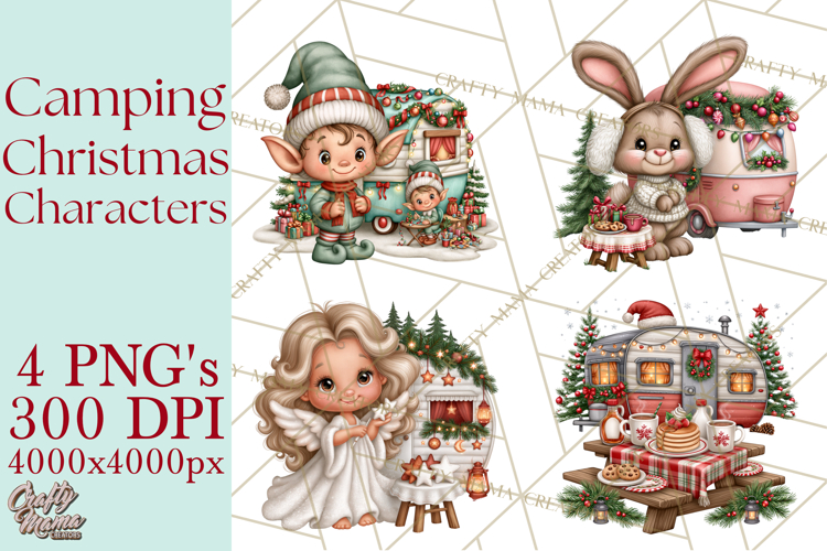 Christmas Camper Clipart PNG Whimsical Holiday