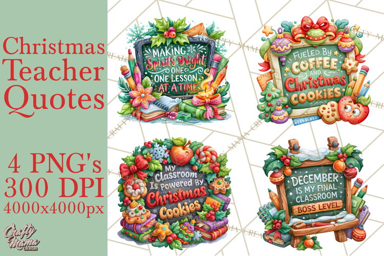 Christmas Teacher Chalkboard Quote PNG