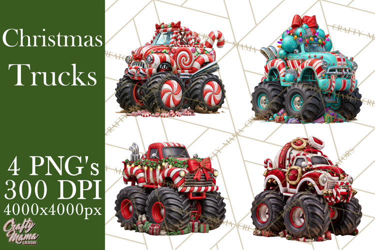 Christmas Monster Truck Clipart PNG