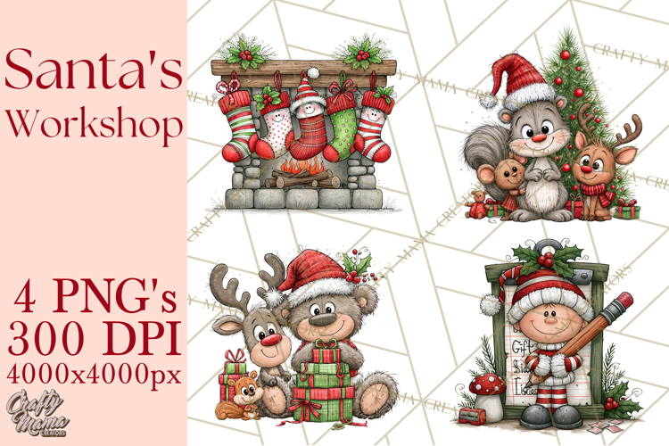 Santa Workshop Christmas Village PNG Clipart
