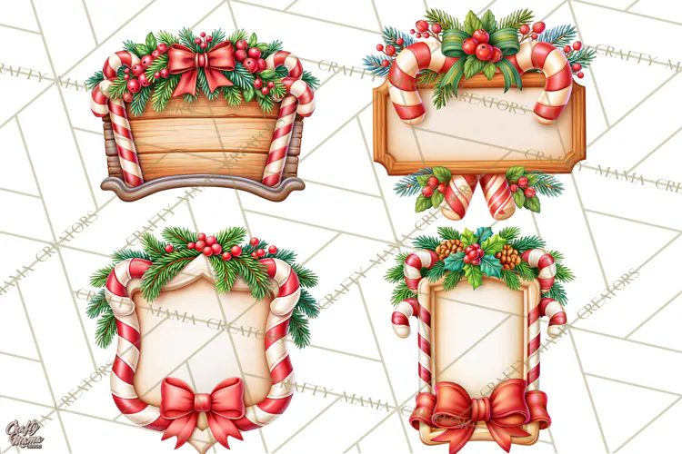 Candy Cane Lane Christmas Frames Signs & Borders