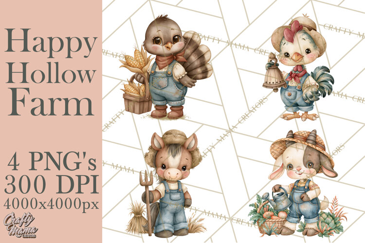 Happy Hollow Farm Animal Clipart PNG example image 1