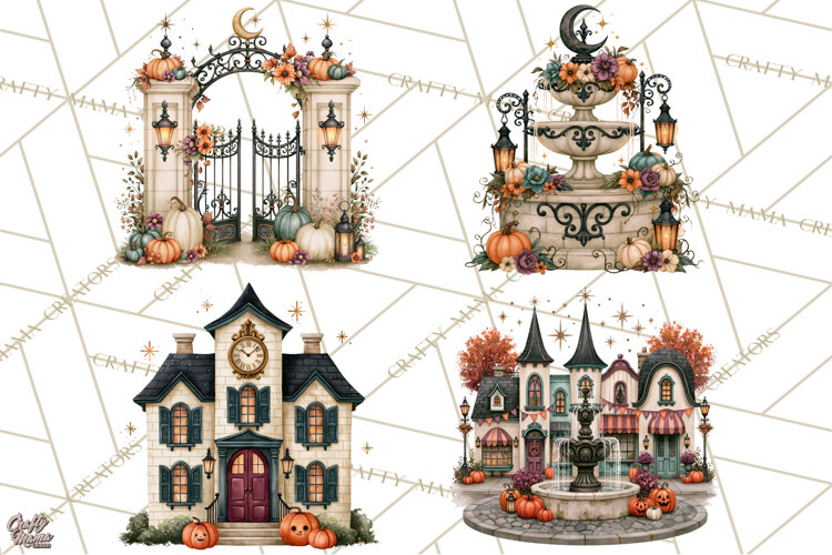 Vintage Halloween Places PNG, Halloween Magic Clipart example image 1