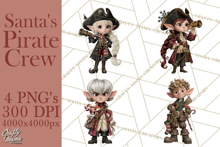 Christmas Pirate Crew Clipart PNG