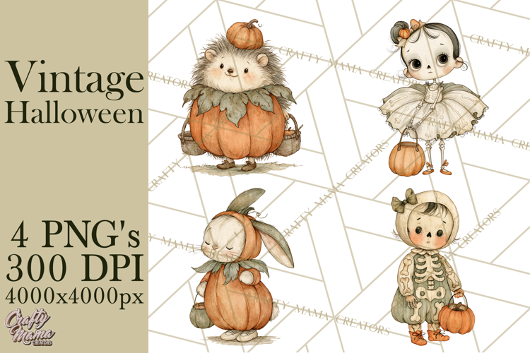 Retro Halloween Characters PNG Clipart, Vintage Halloween