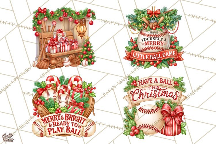 Christmas Baseball Clipart PNG example image 1