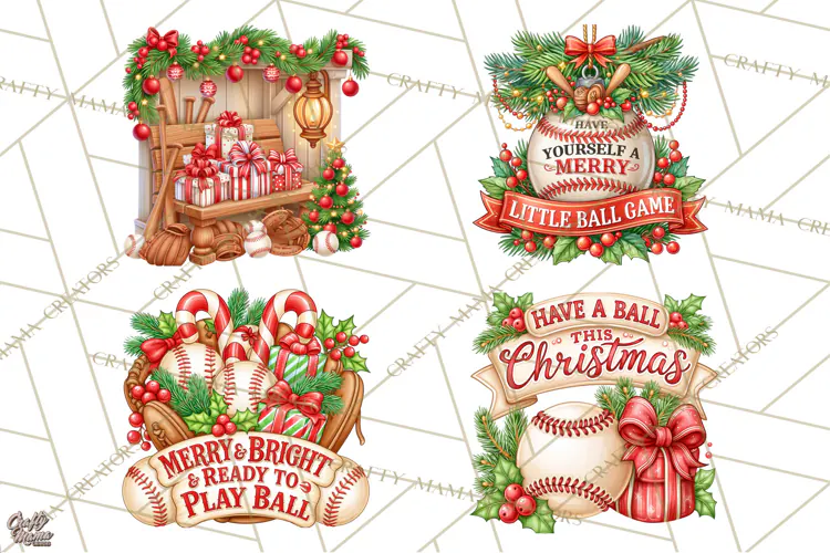Christmas Baseball Clipart PNG