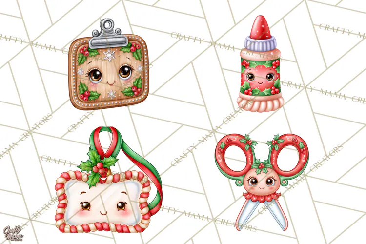Christmas School Supplies & Teacher Clipart