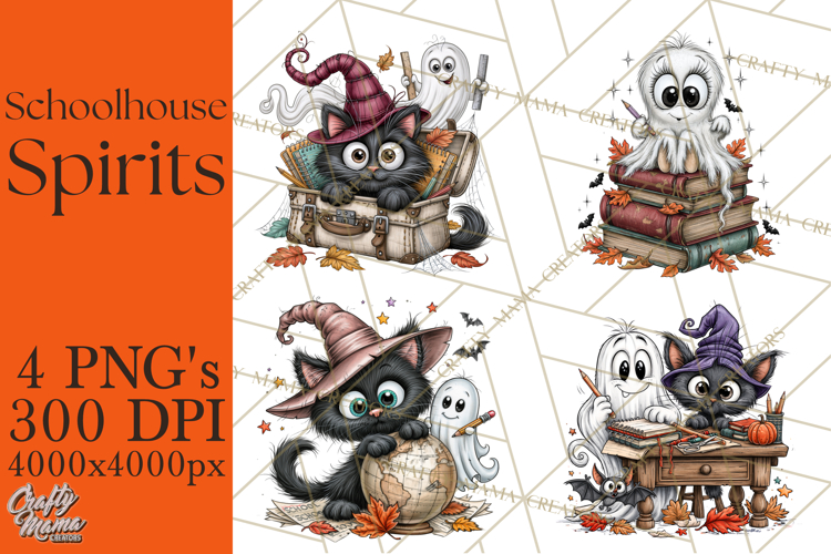 Schoolhouse Spirits, Halloween School Clipart PNG