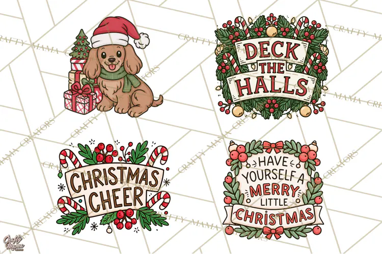 Cozy Christmas Clipart PNG, Cute Holiday Christmas Designs