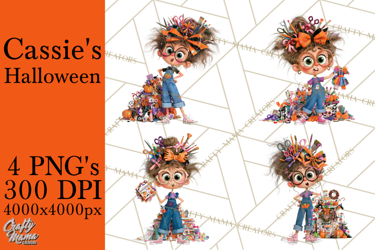 Cassie’s Halloween Cute Crafty Girl Clipart PNG