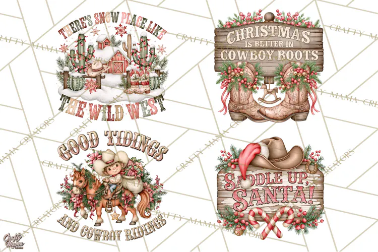Western Wintertide Christmas Clipart PNG Files