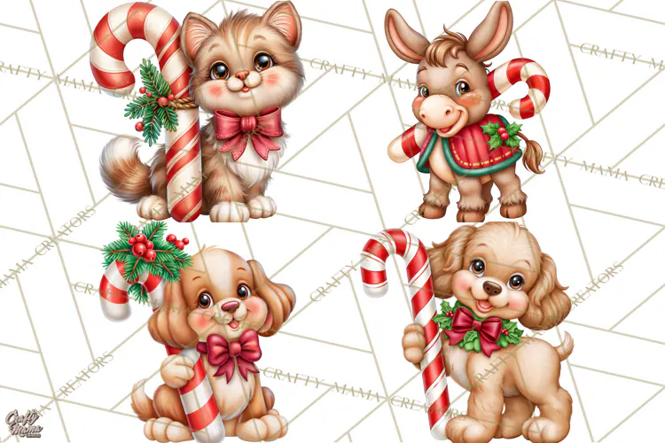 Candy Cane Lane Vintage Christmas Characters Clipart