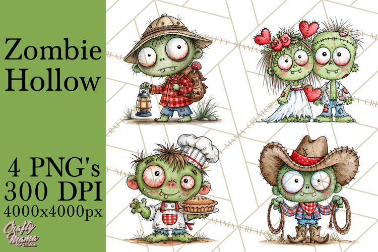 Zombie Hollow Cute Zombie Halloween Clipart PNG