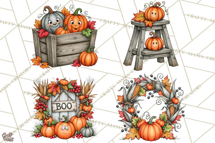 Halloween Farmhouse Buildings Clipart, Halloween Farmhouse