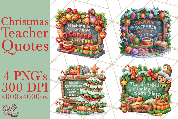 Christmas Teacher Chalkboard Quote PNG