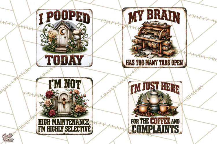 Rustic Sarcastic Quotes PNG | Vintage Funny Signs Clipart