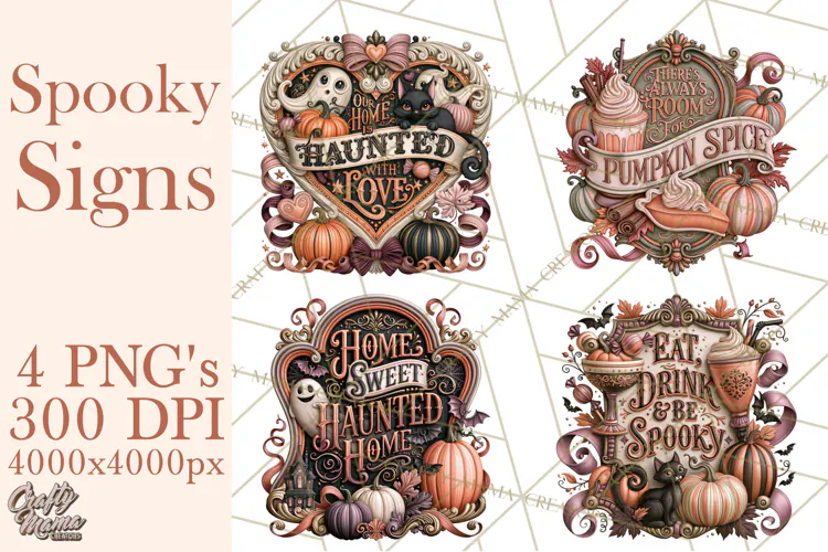Retro Halloween Sign Clipart PNG
