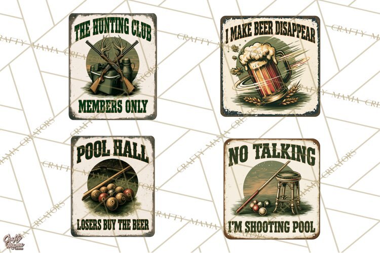 Vintage Man Cave Funny Clipart, Beer Png, Hunting, Bar Sign example image 1