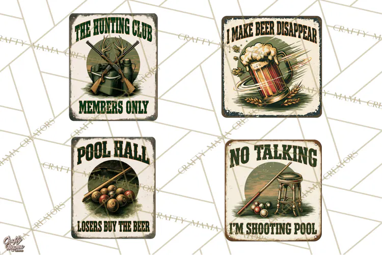 Vintage Man Cave Funny Clipart, Beer Png, Hunting, Bar Sign