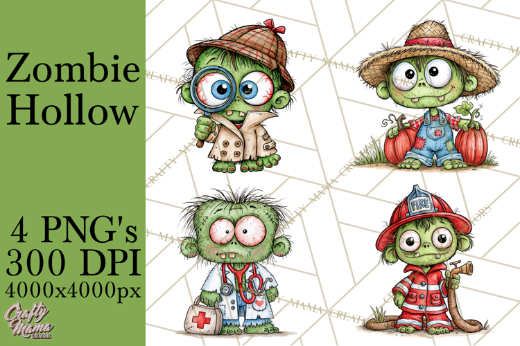Zombie Hollow Cute Zombie Halloween Clipart PNG