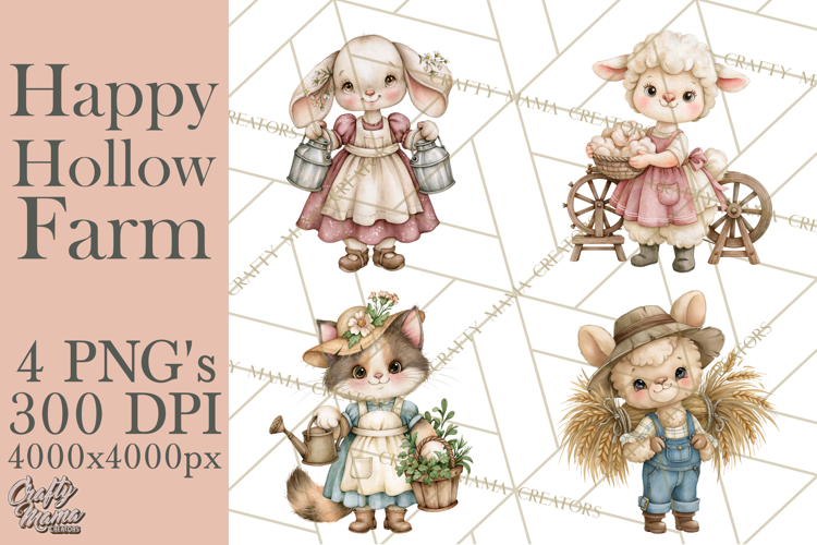 Happy Hollow Farm Animal Clipart PNG