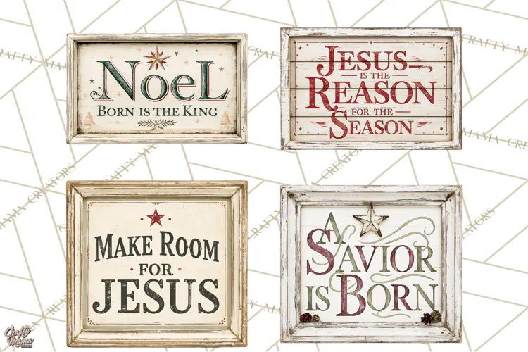 Christian Farmhouse Christmas Signs PNG