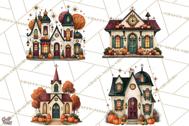 Vintage Halloween Places PNG, Halloween Magic Clipart example image 1