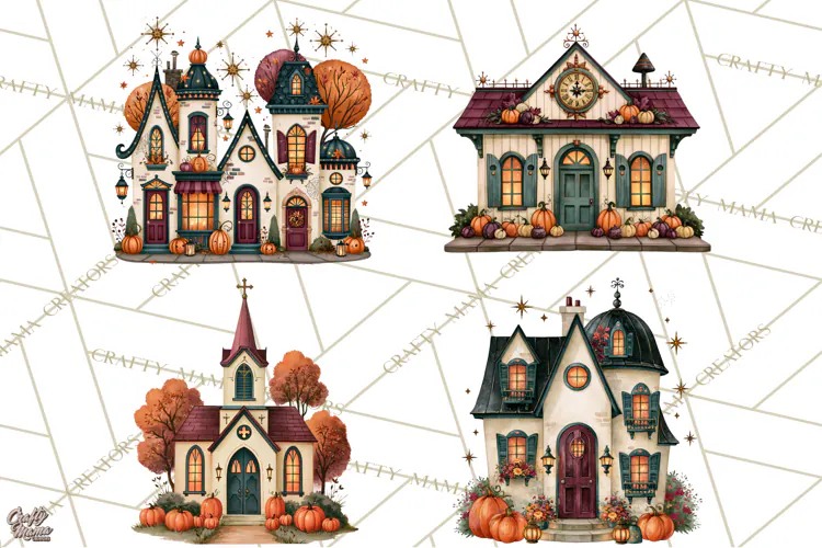 Vintage Halloween Places PNG, Halloween Magic Clipart