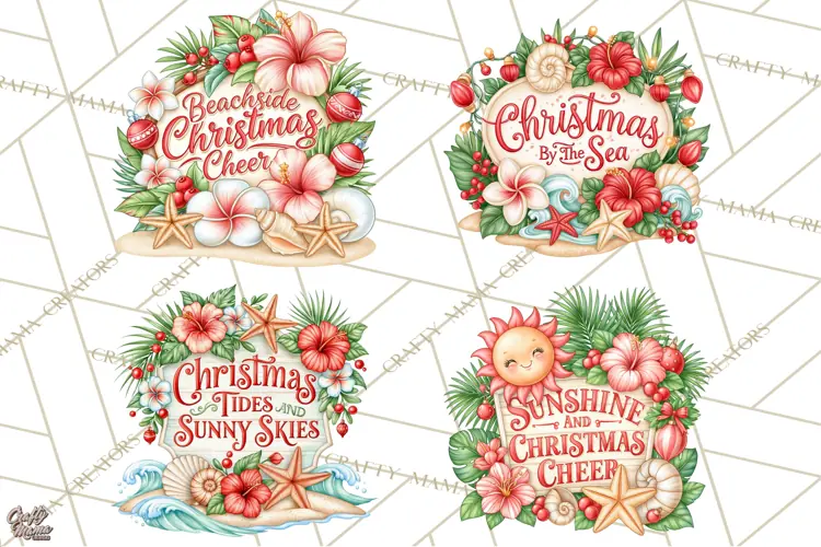 Tropical Christmas Beach Signs PNG, Christmas Quotes, Beach