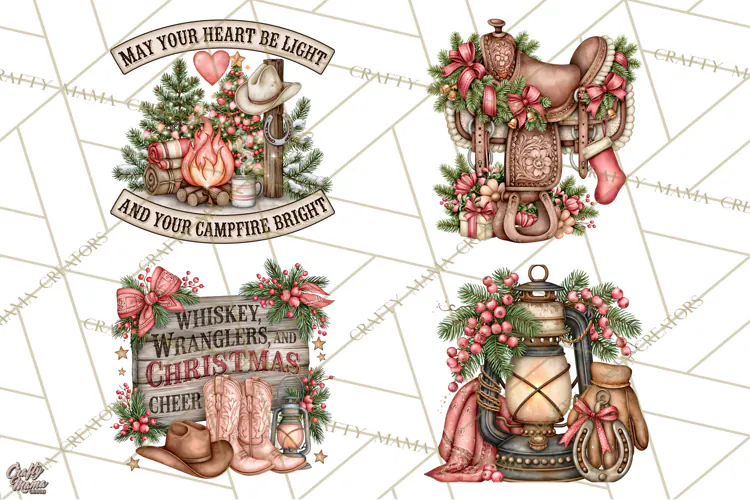 Western Wintertide Christmas Clipart PNG Files