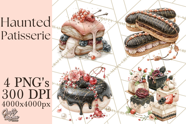 Haunted Patisserie PNG Clipart, Elegant Halloween Desserts
