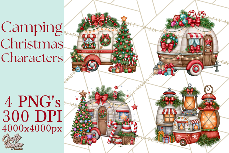 Christmas Camper Clipart PNG Whimsical Holiday
