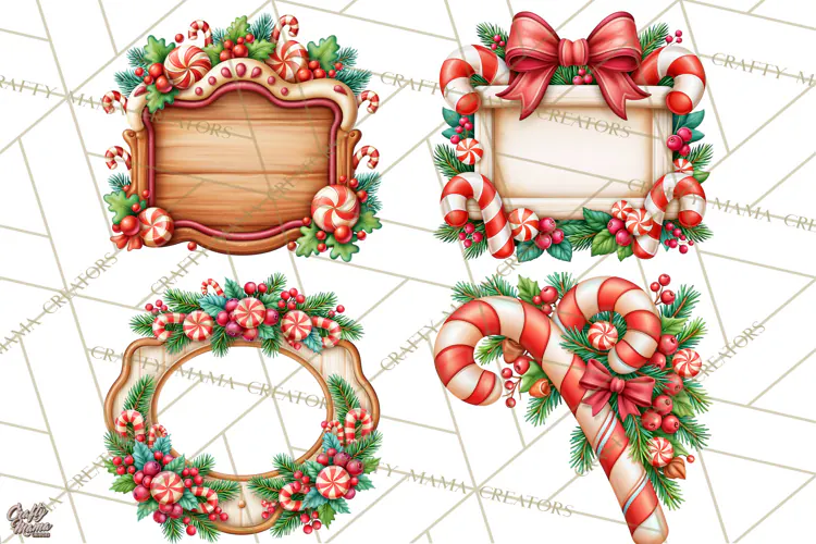 Candy Cane Lane Christmas Frames Signs & Borders