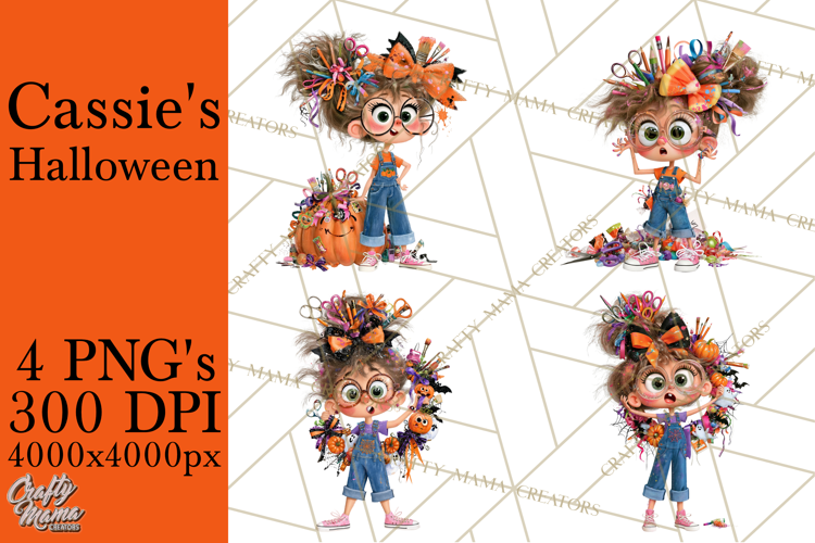 Cassie’s Halloween Cute Crafty Girl Clipart PNG