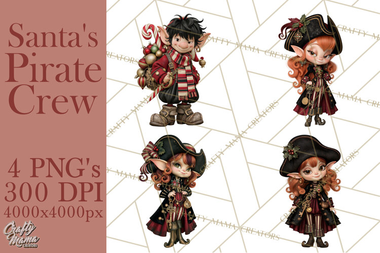 Christmas Pirate Crew Clipart PNG example image 1