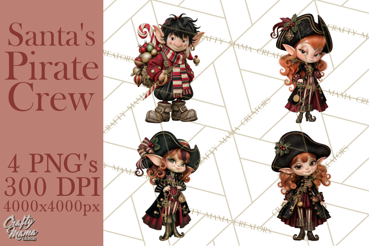Christmas Pirate Crew Clipart PNG