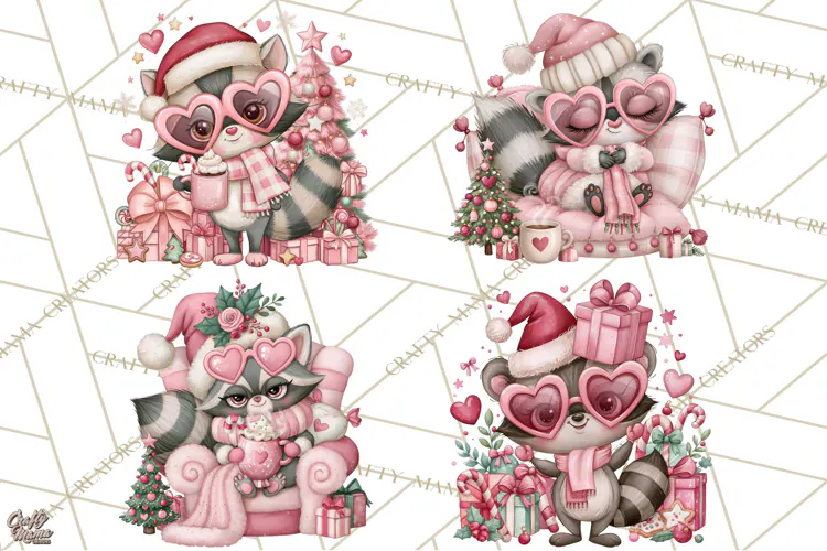 Funny Christmas Raccoon Clipart, Sassy Holiday PNG Design