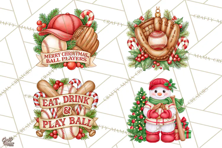 Christmas Baseball Clipart PNG