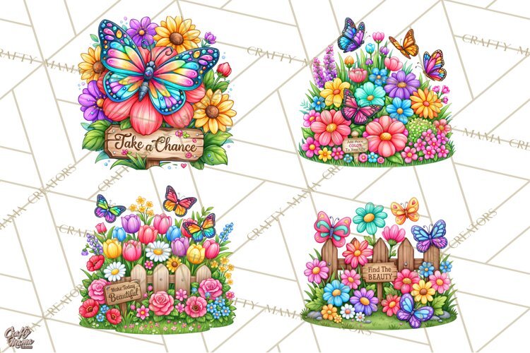 Colorful Butterfly Inspirational Clipart PNG, Floral Png example image 1