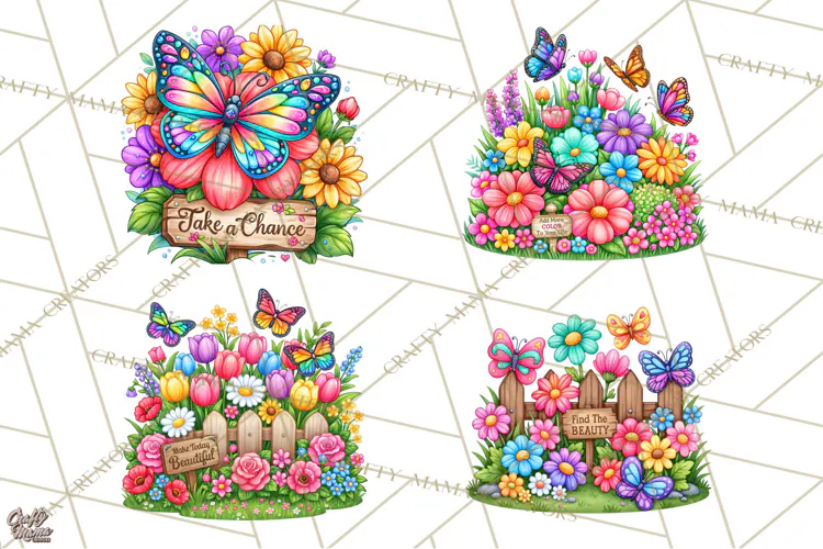 Colorful Butterfly Inspirational Clipart PNG, Floral Png