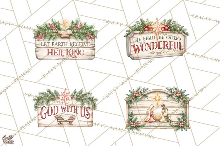 Religious Christmas Sign Clipart PNG | Nativity Designs example image 1