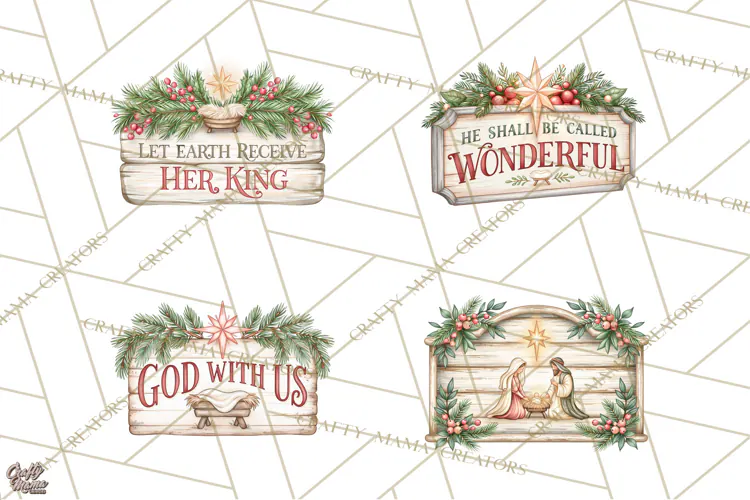 Religious Christmas Sign Clipart PNG | Nativity Designs