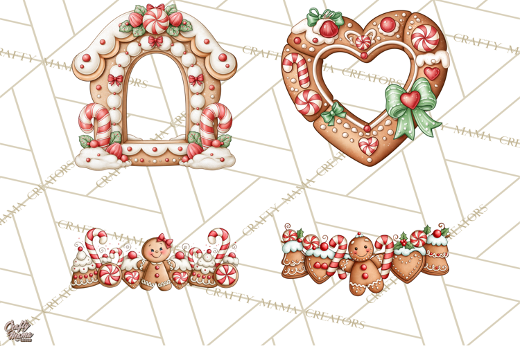 Downtown Gingerbread Town Christmas Frames PNG