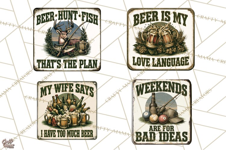 Vintage Man Cave Funny Clipart, Beer Png, Hunting, Bar Sign example image 1
