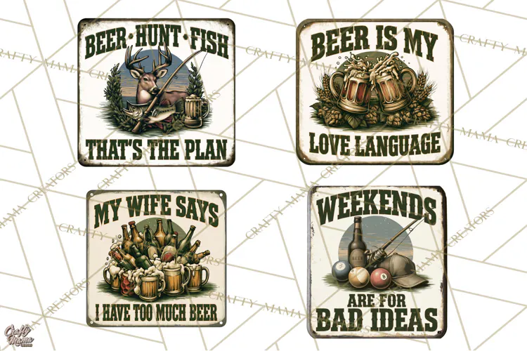 Vintage Man Cave Funny Clipart, Beer Png, Hunting, Bar Sign