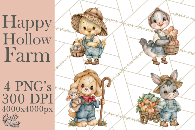 Happy Hollow Farm Animal Clipart PNG