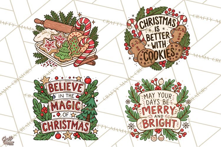 Cozy Christmas Clipart PNG, Cute Holiday Christmas Designs example image 1