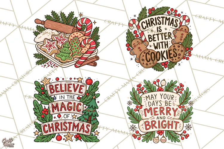Cozy Christmas Clipart PNG, Cute Holiday Christmas Designs